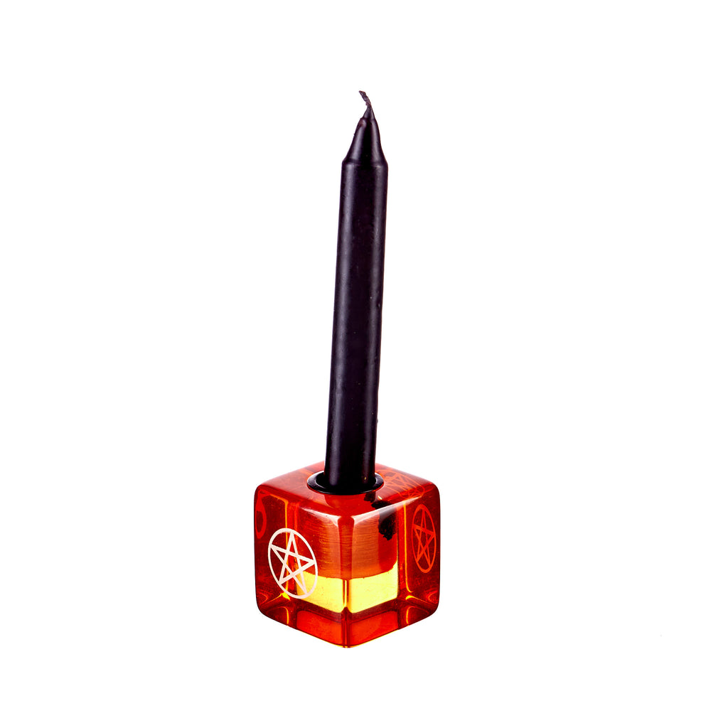 Pentagram Cube Candle Holder - Orange