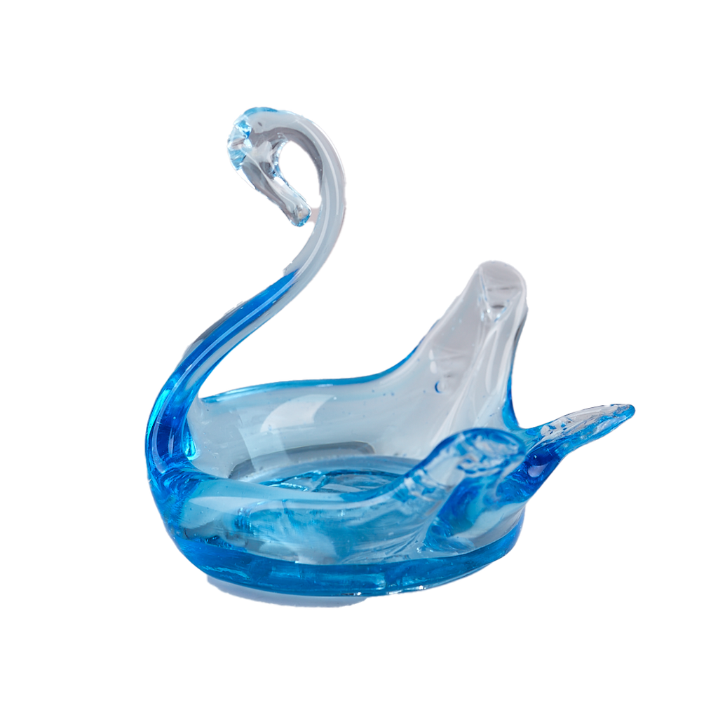 Blue Glass Swan Figurine