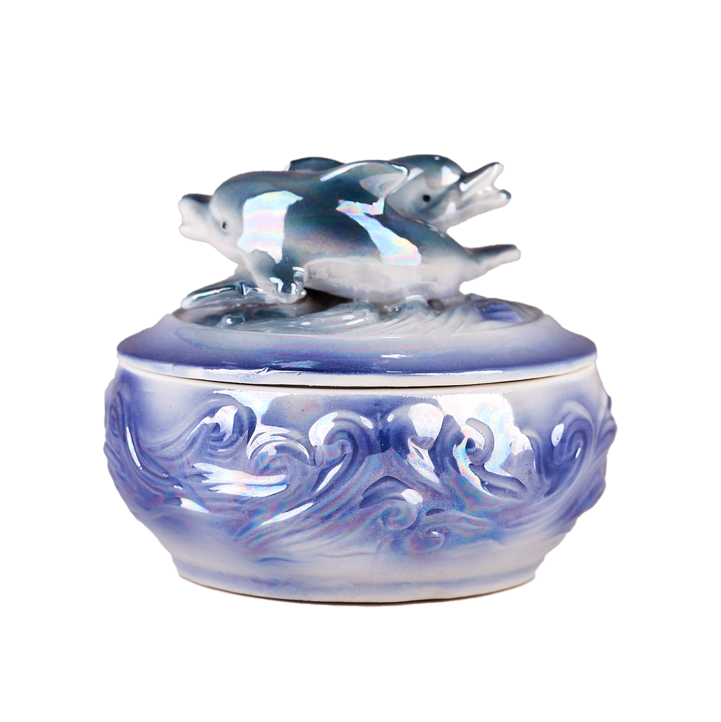 Iridescent Ceramic Dolphin Keepsake Box