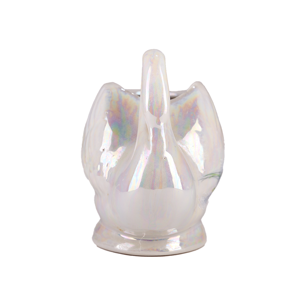 Iridescent Swan Figurine Vase