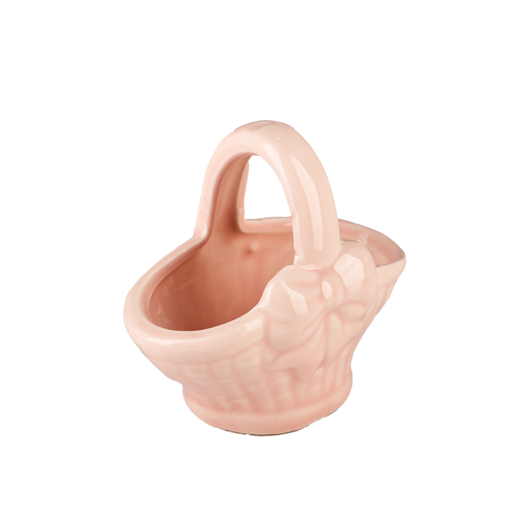 Pink Ceramic Bow Basket
