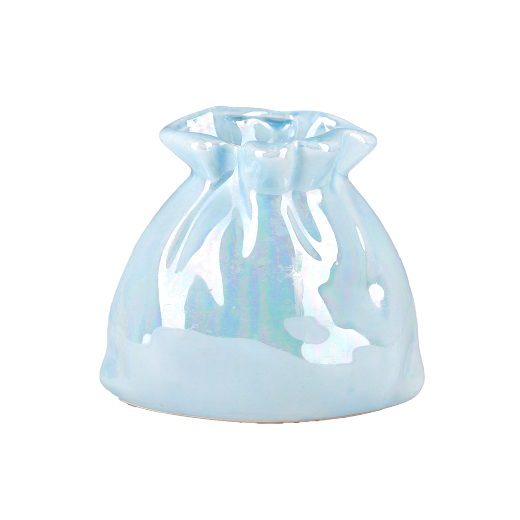 Blue Iridescent Pouch Vase