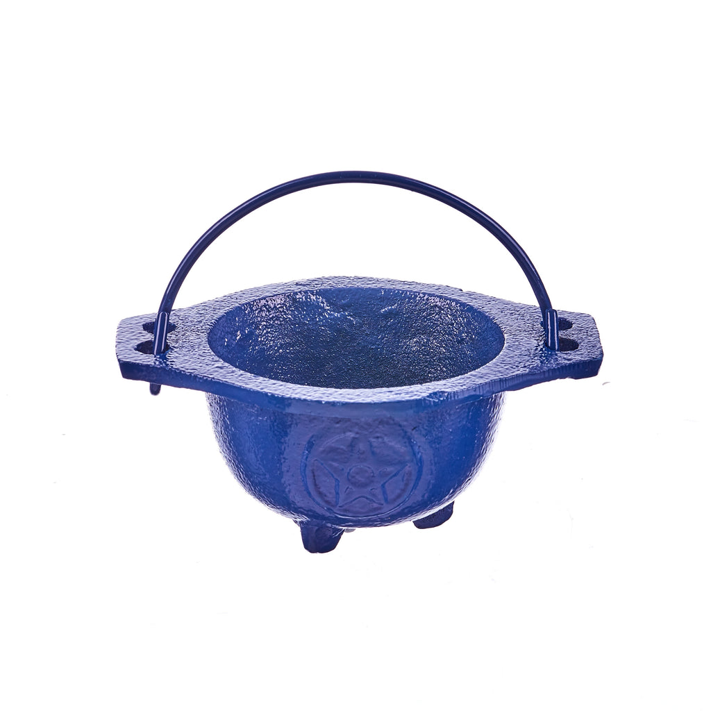 Pentacle Cast Iron Cauldron - Blue | Cauldrons