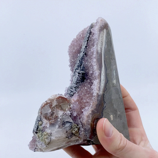 Amethyst and Calcite Base Cut #2 | Crystals