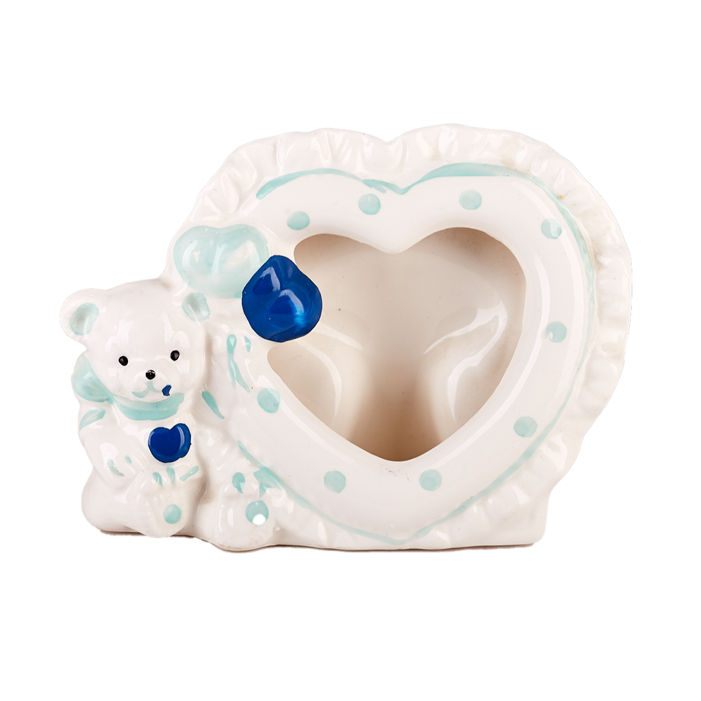 Teal Bear Ceramic Heart Frame