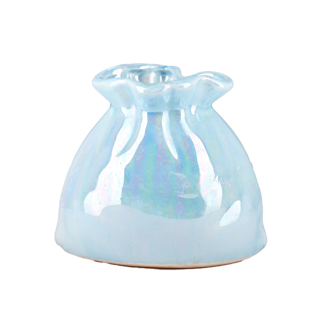 Blue Iridescent Pouch Vase