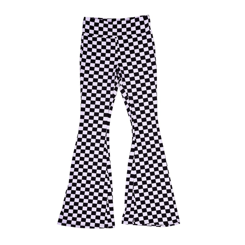 Purple Checkered Flare Leggings - Size S