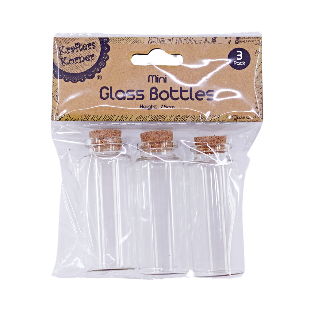 Mini Glass Bottles 7.5cm - 3-Pack