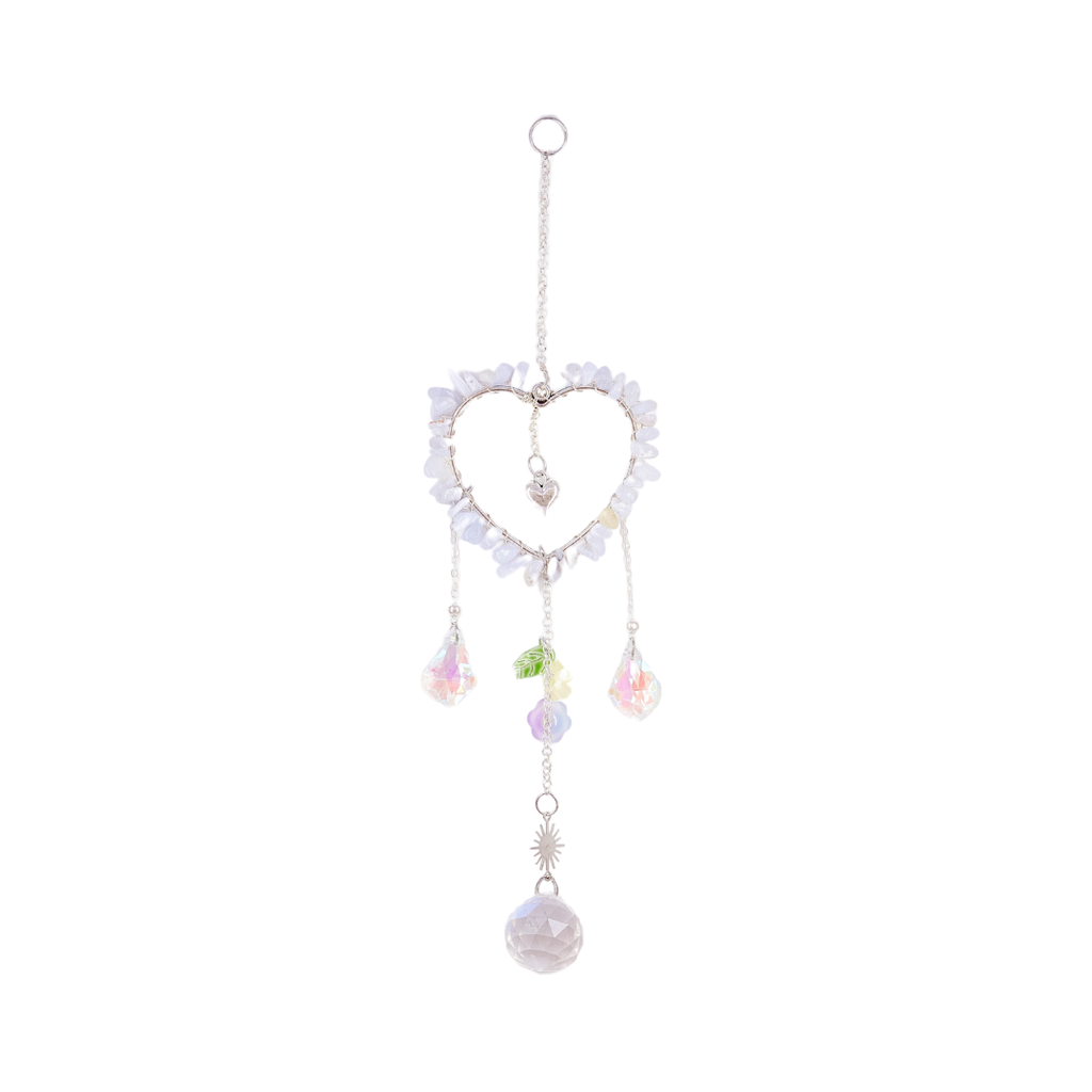 Blue Lace Agate Heart Suncatcher