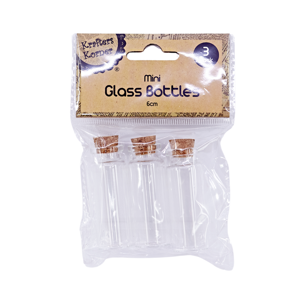 Mini Glass Bottles 6cm - 3-pack