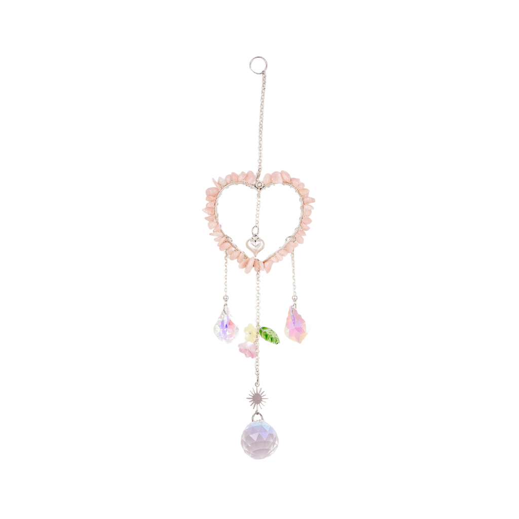 Pink Opal Heart Suncatcher