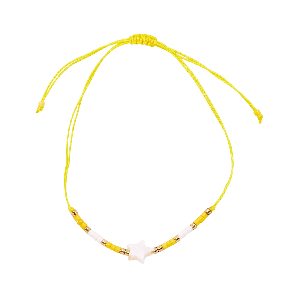 Thread Beaded Star Bracelet - Yellow