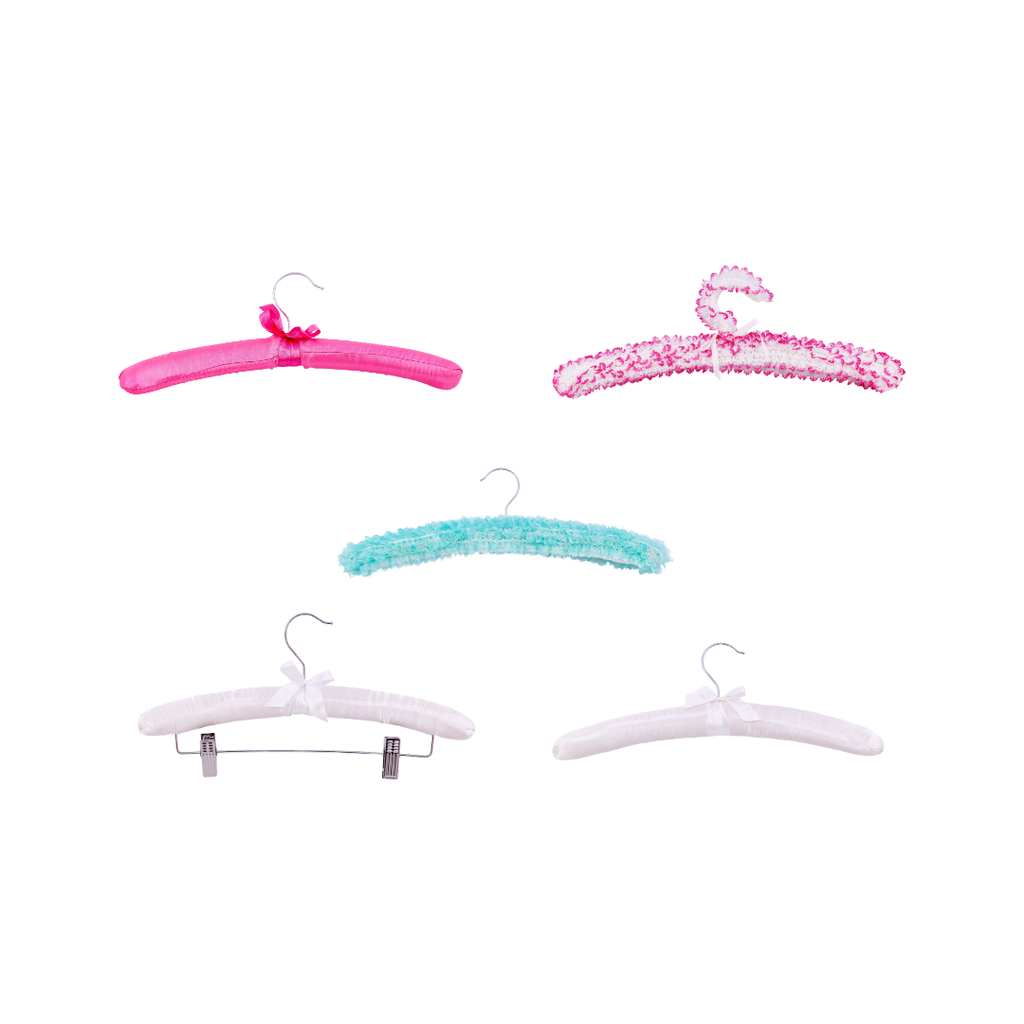 Vintage Pastel Satin & Lace Hangers (Set of 5)