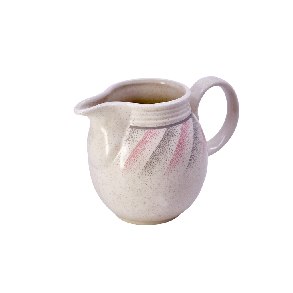 Speckled Stoneware Jug with Pink Stripe