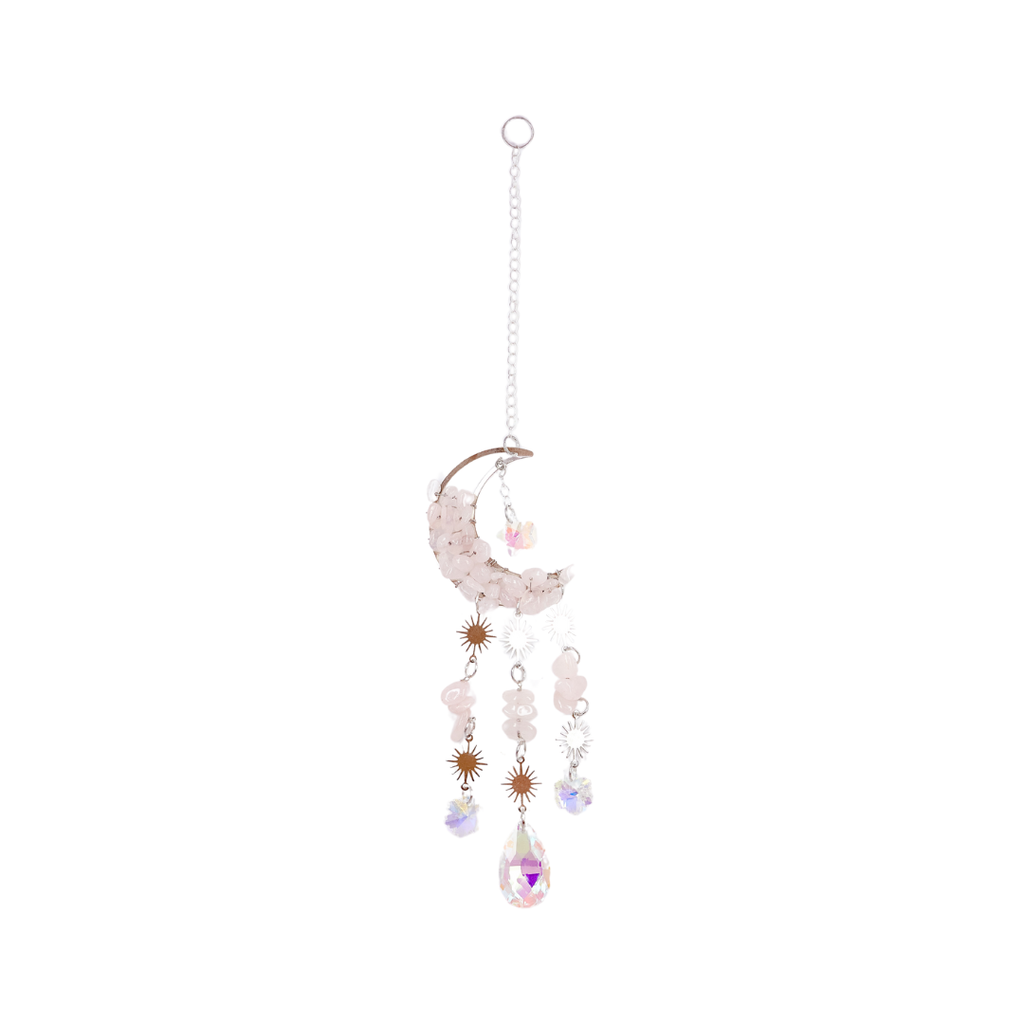 Rose Quartz Moon Suncatcher