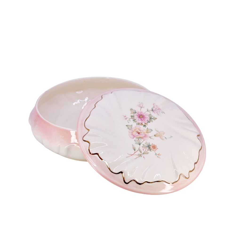 Pink Ruffle Floral Trinket Box