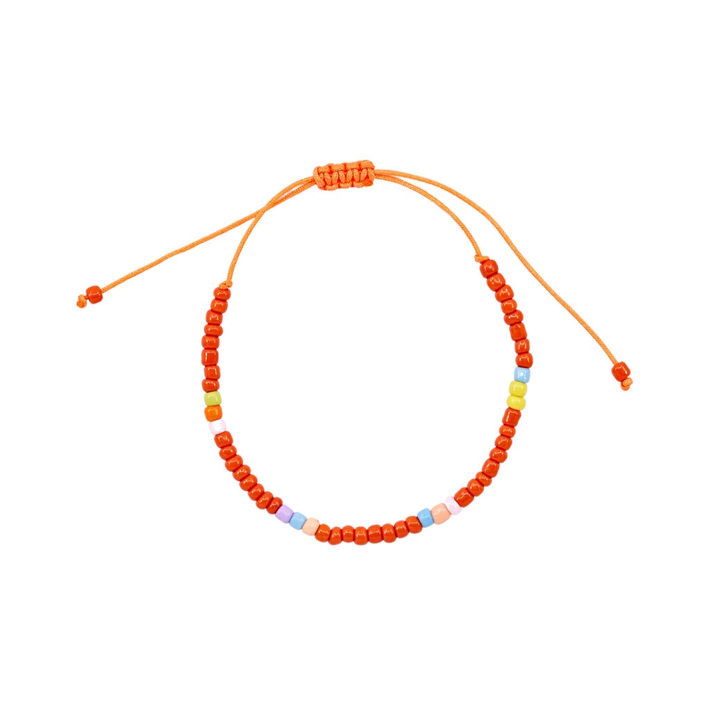 Thread Beaded Bracelet - Orange