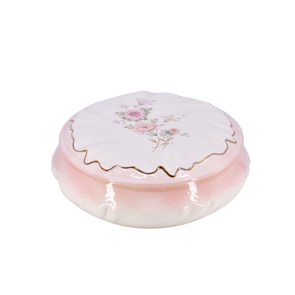Pink Ruffle Floral Trinket Box