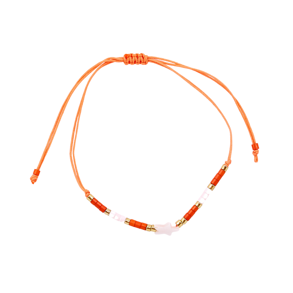 Thread Beaded Star Bracelet - Orange