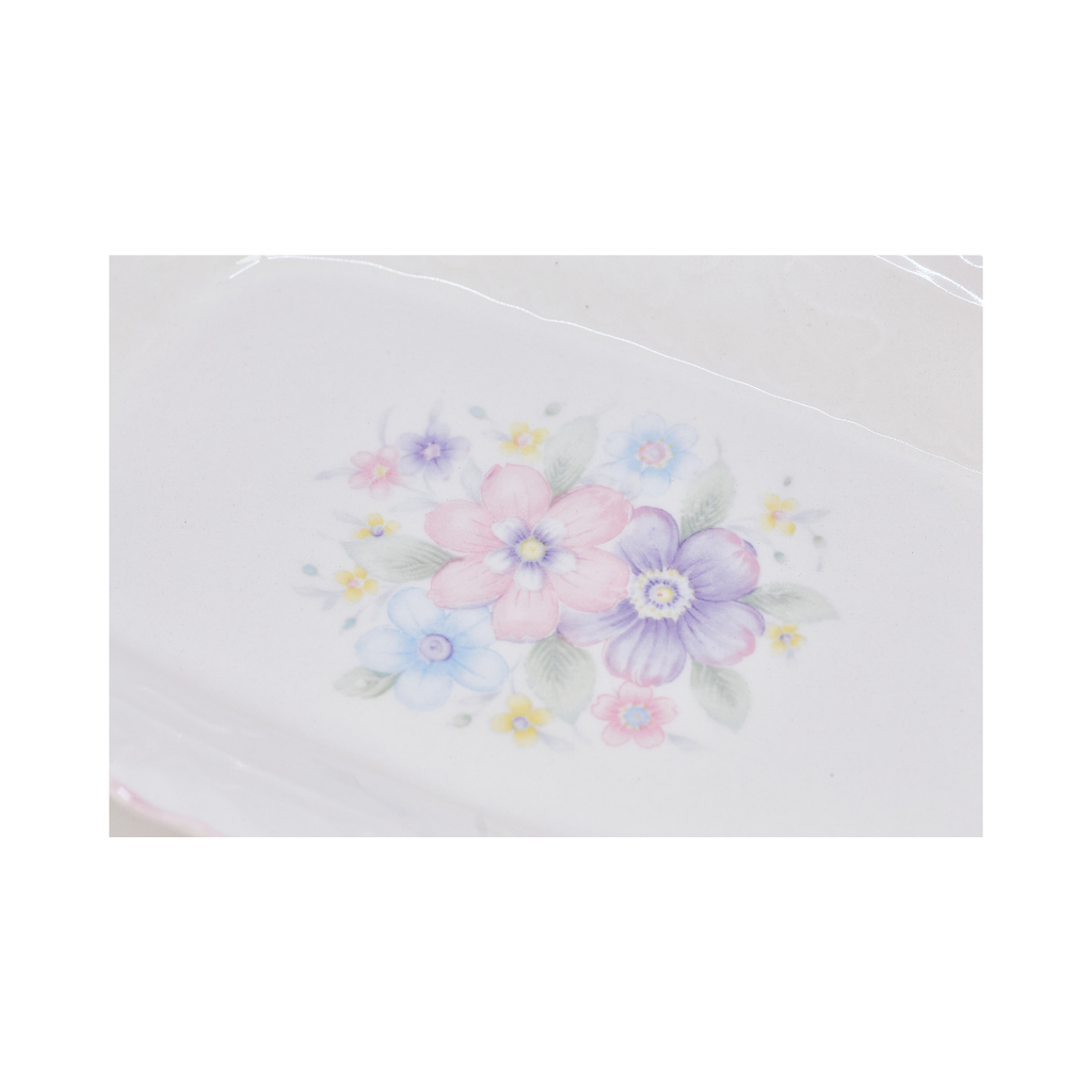 Pink Floral Handled Tray