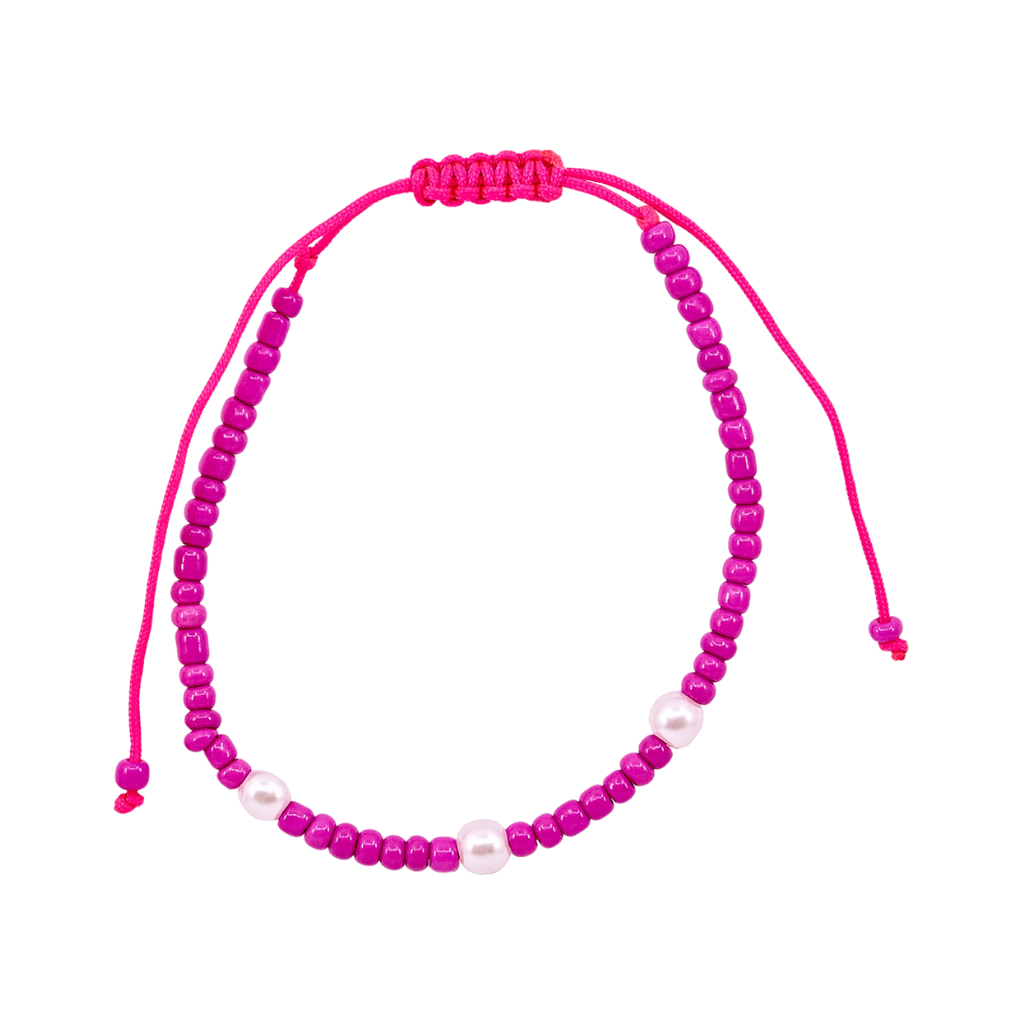 Thread Beaded Pearl Bracelet - Pink