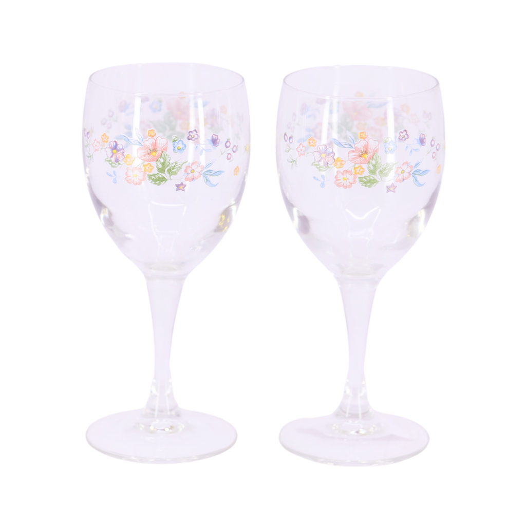 Floral Printed Wine Glasses 2 PCS