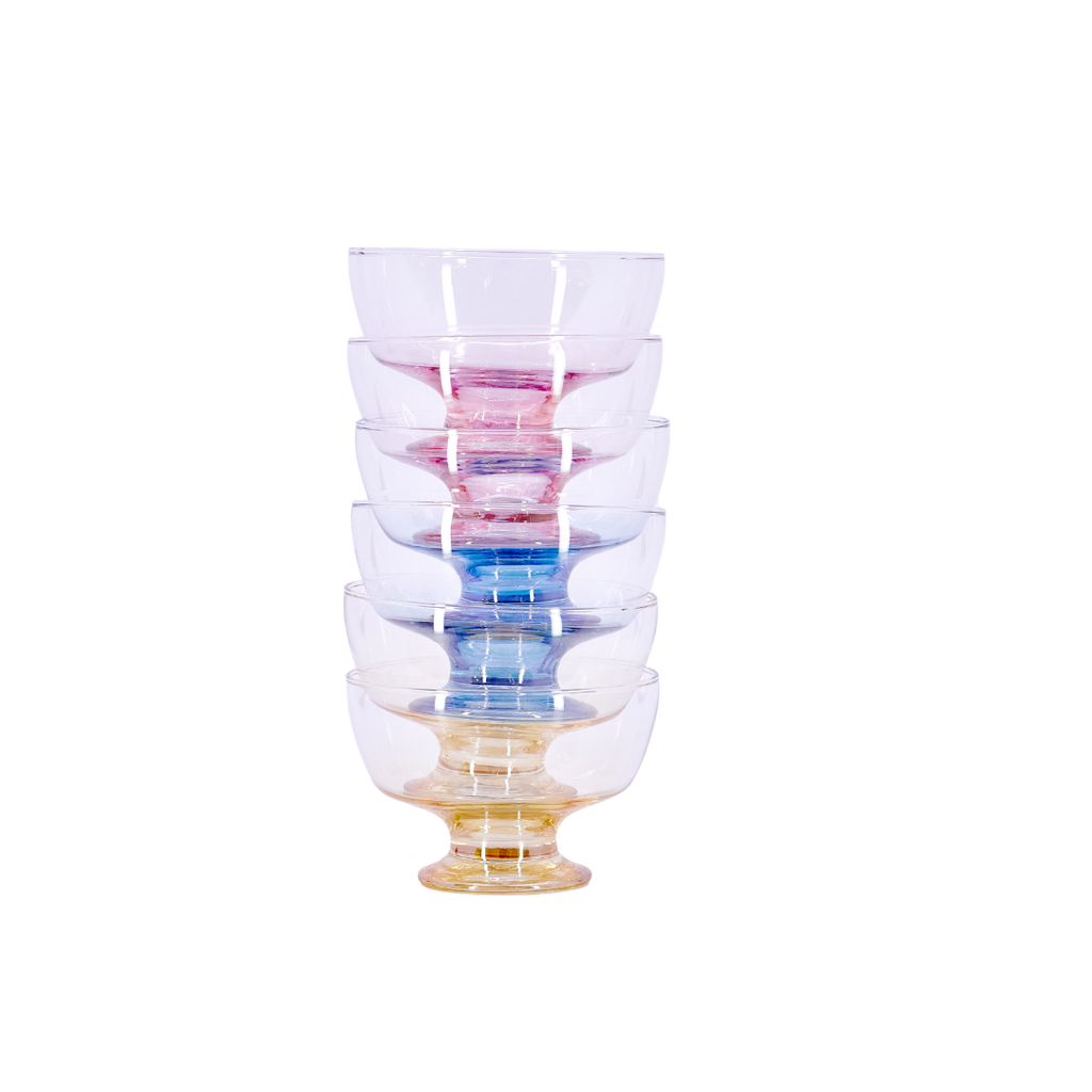 Rainbow Ripple Glass Dessert Coupes (Set of 6)