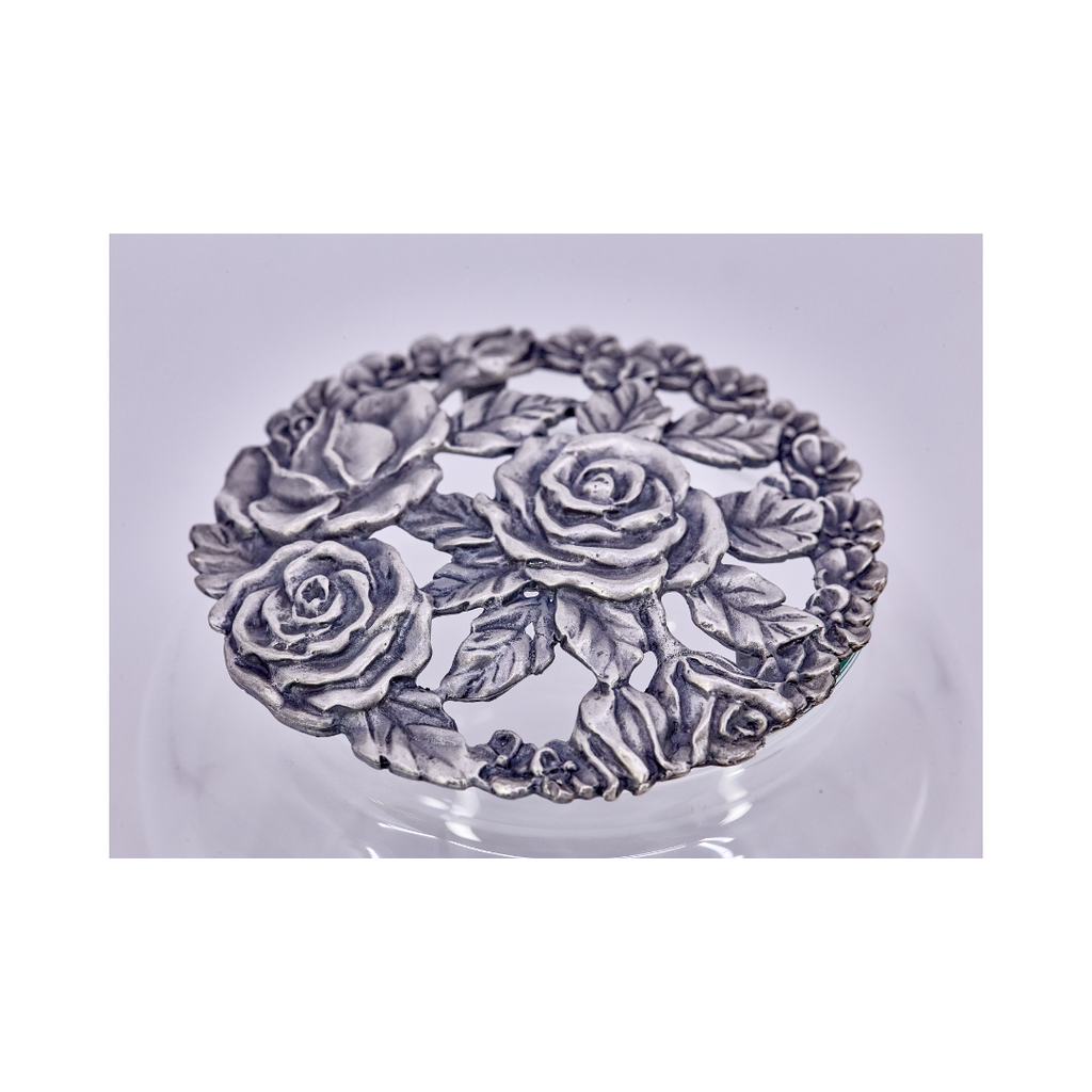 Pressed Glass Potpourri Jar with Metal Rose Lid