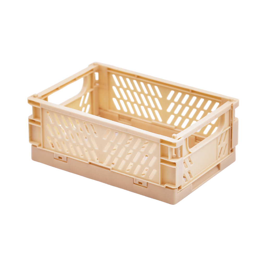 Beige Foldable Mini Storage Crate