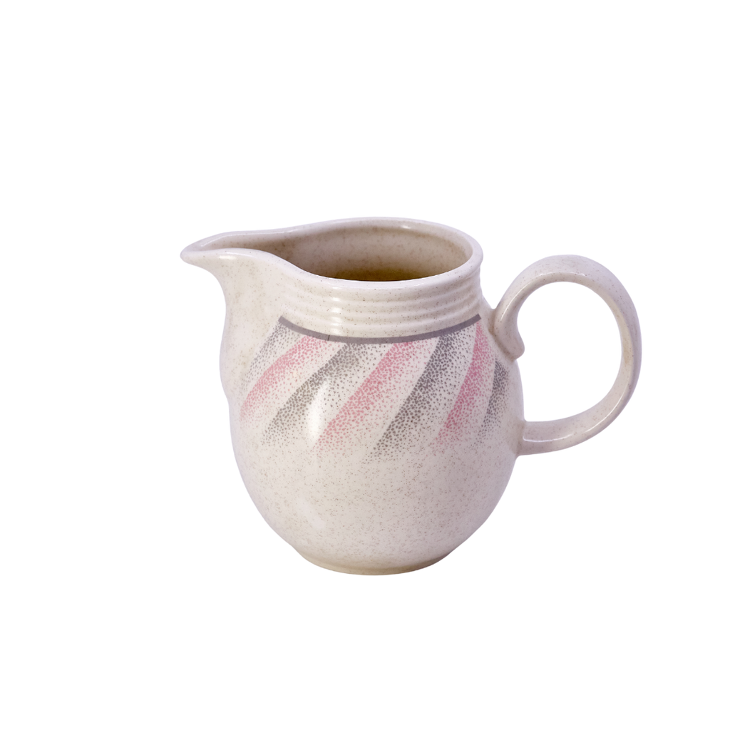Speckled Stoneware Jug with Pink Stripe
