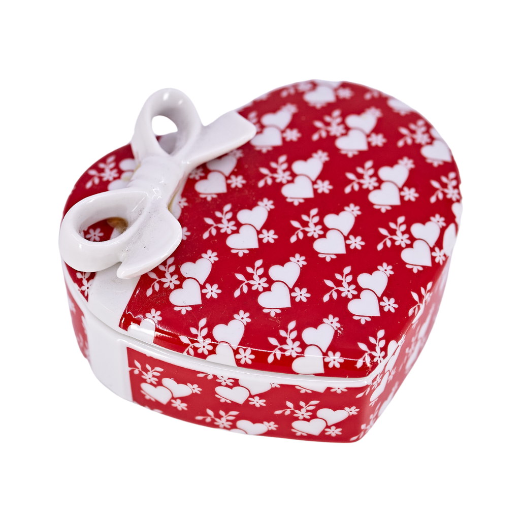 Red Heart and Bow Trinket Box