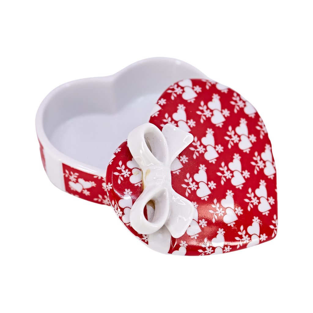 Red Heart and Bow Trinket Box