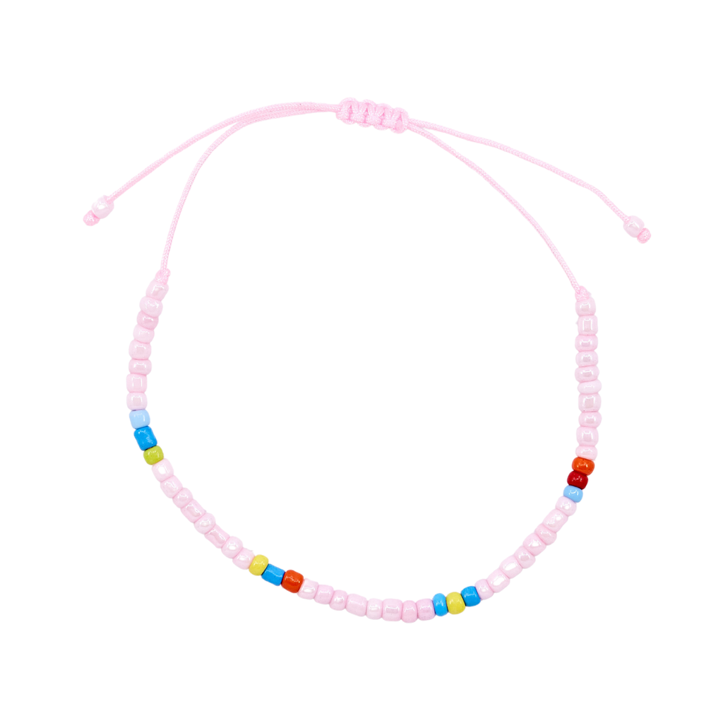 Thread Beaded Bracelet - Blush Pink