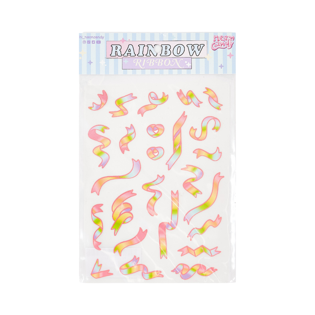 Neon Candy Rainbow Ribbon Sticker Sheet