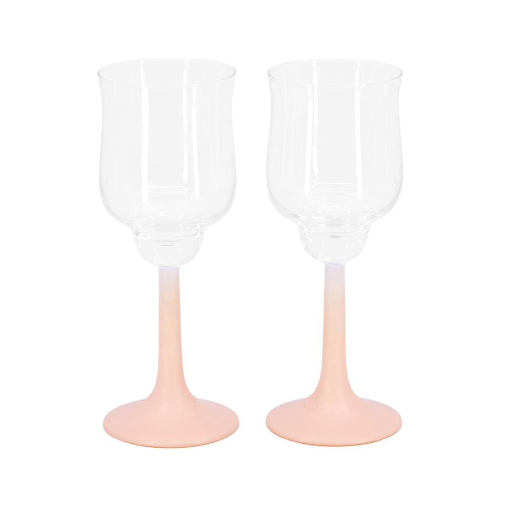 Vintage Pink Stem Glasses - Set of 2