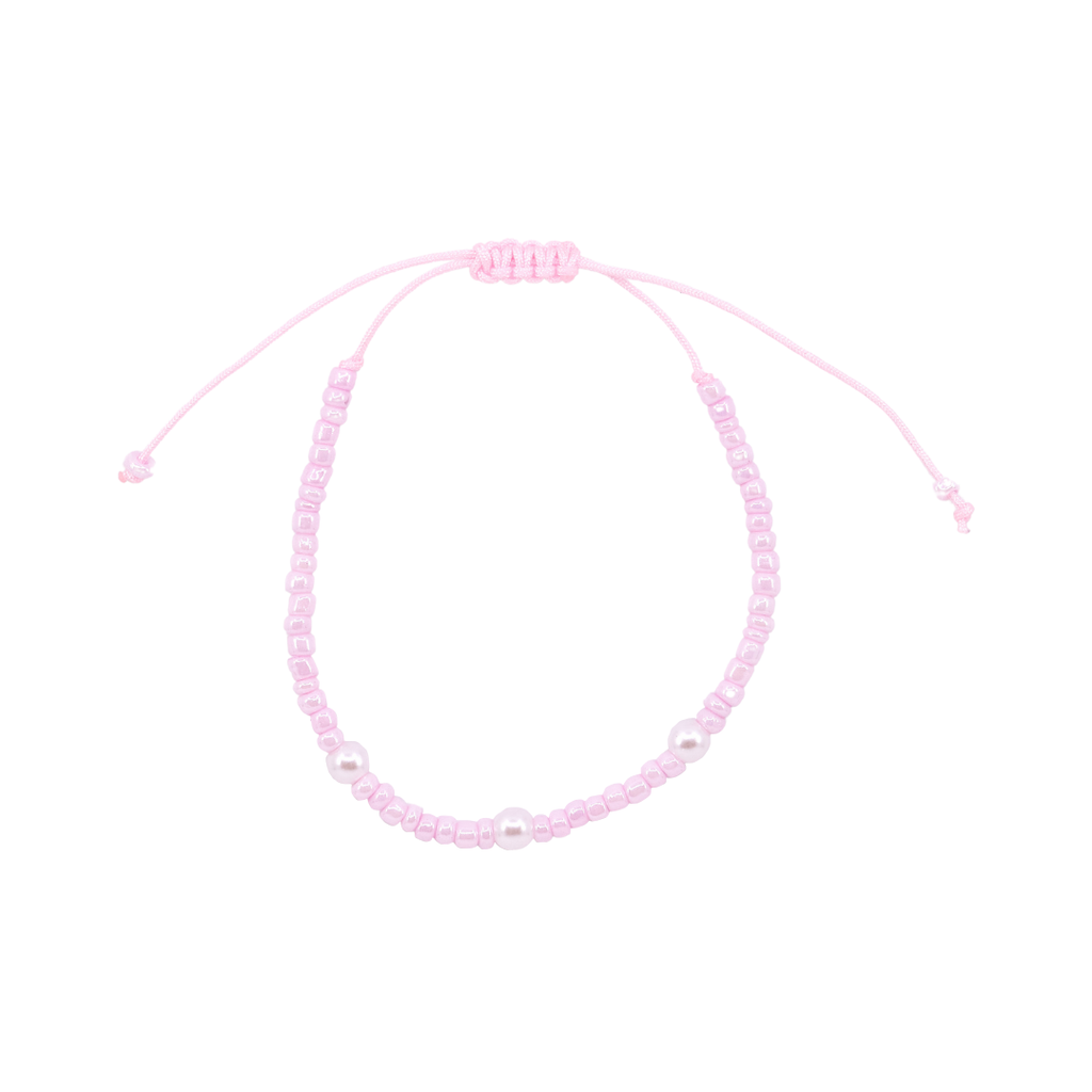 Thread Beaded Pearl Bracelet - Blush Pink