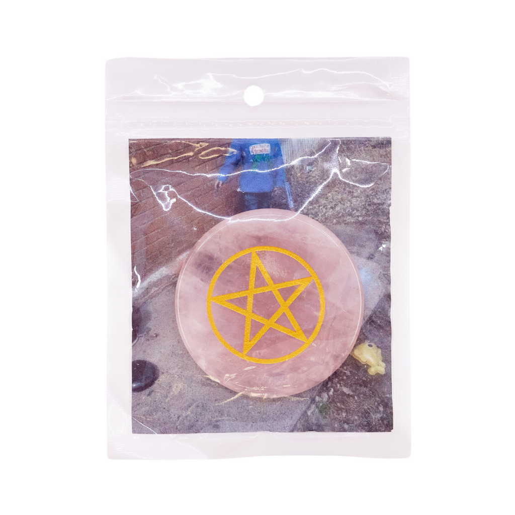 Mini Rose Quartz Pentacle Altar Tile