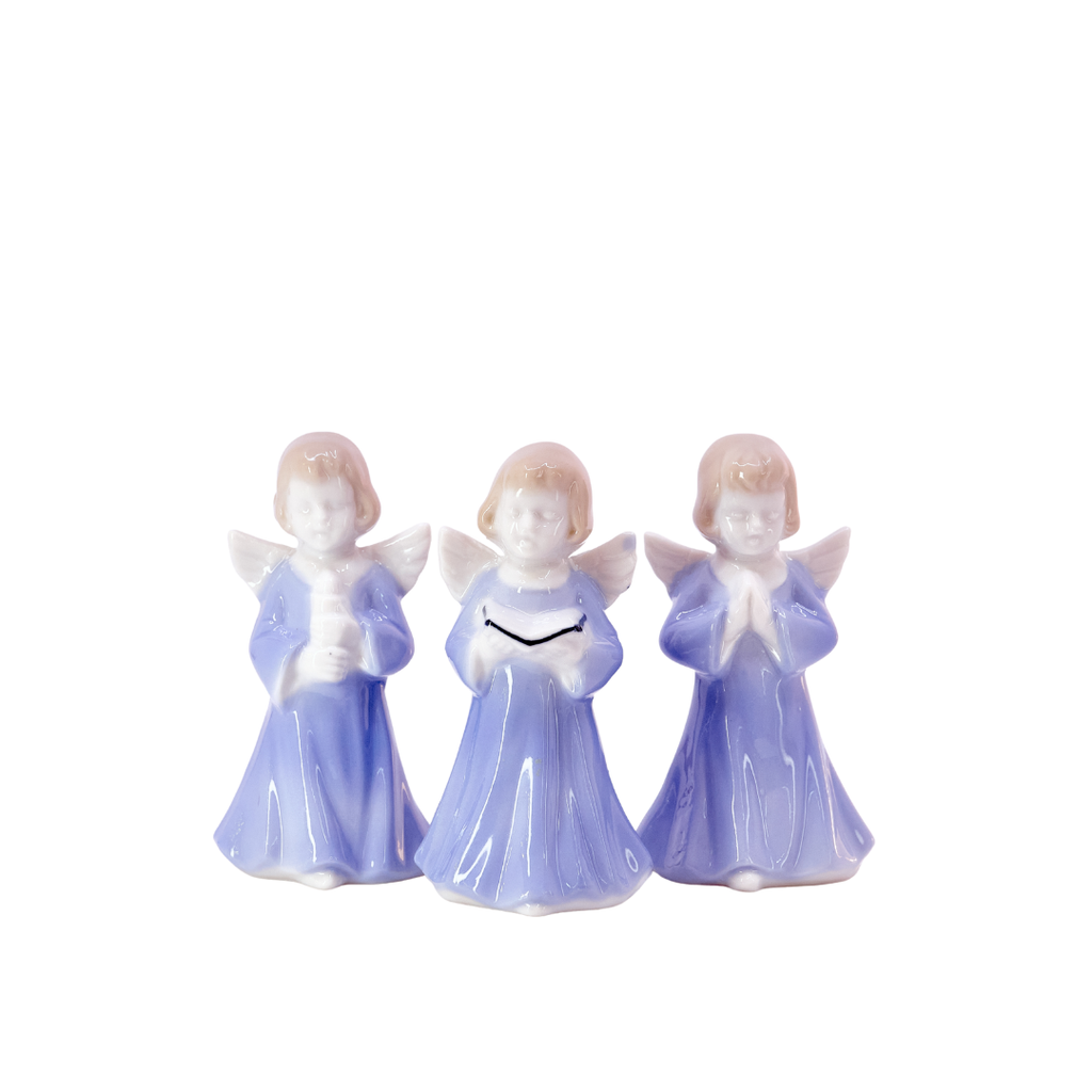 Porcelain Angel Trio – Blue Robes
