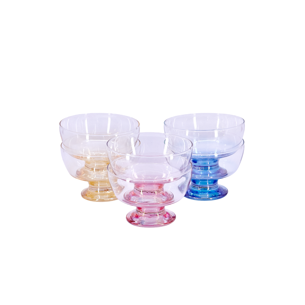 Rainbow Ripple Glass Dessert Coupes (Set of 6)