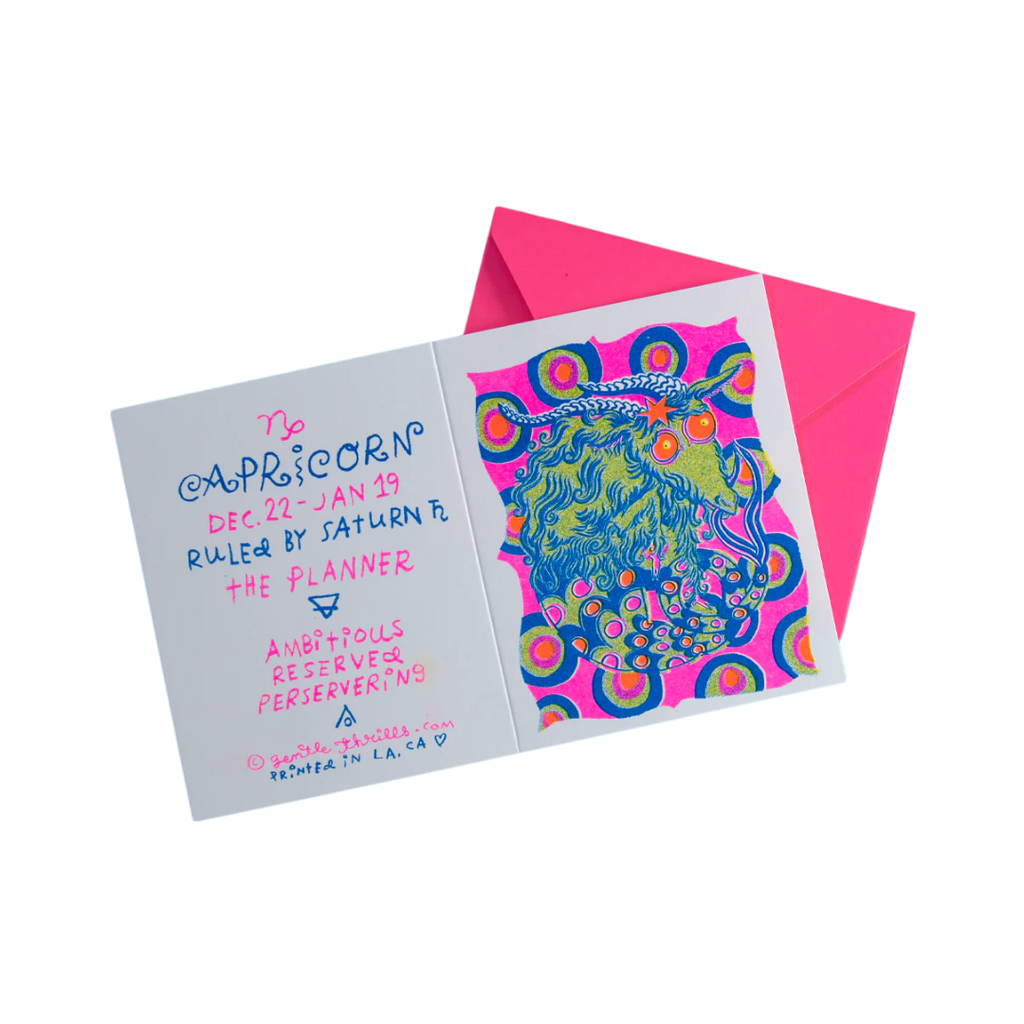 Capricorn Risograph Greeting Card