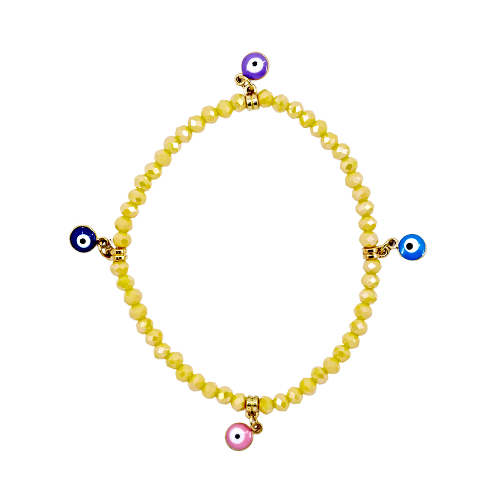 Yellow Evil Eye Charm Bracelet