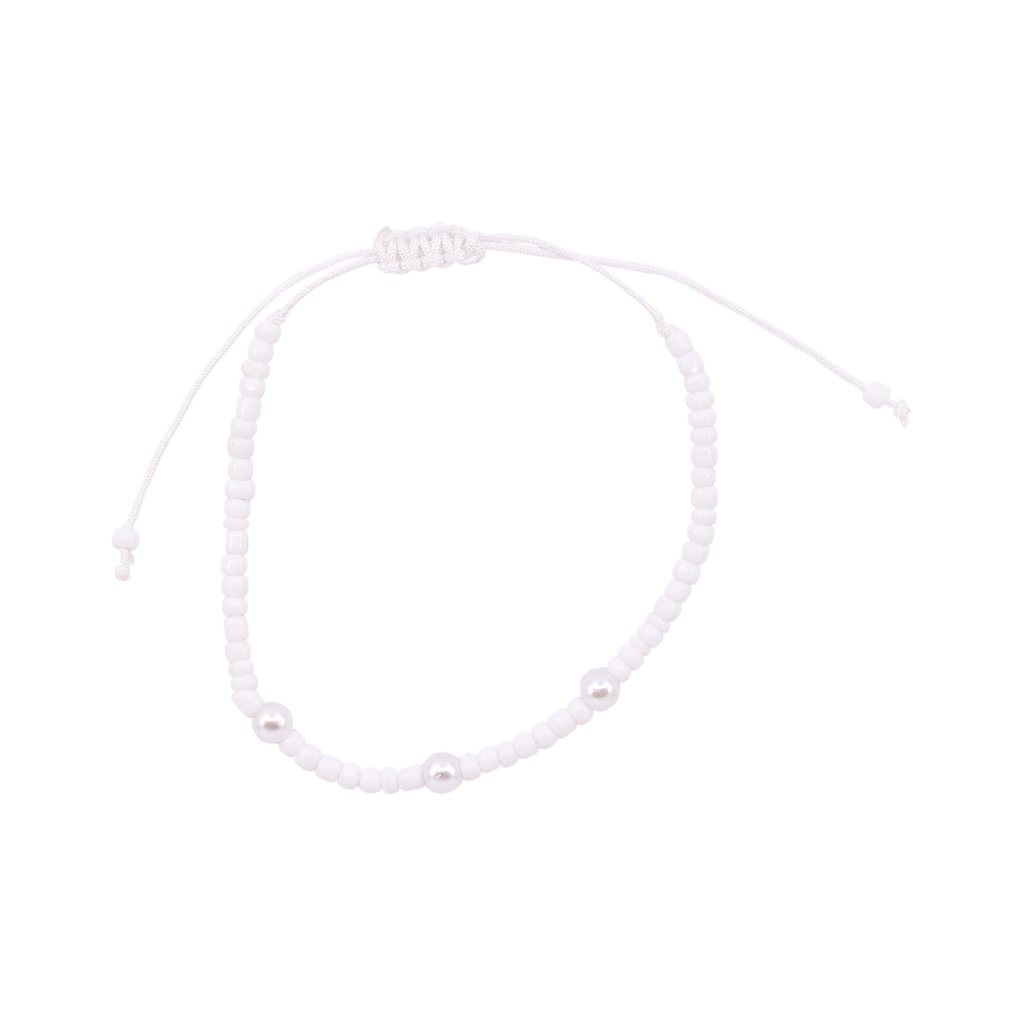 Thread Beaded Pearl Bracelet - White