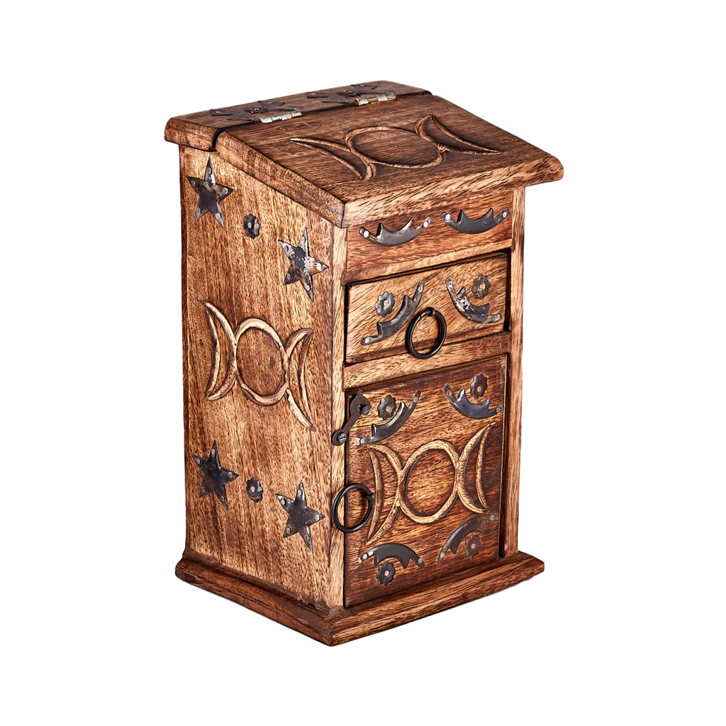 Wooden Triple Moon Herb Chest