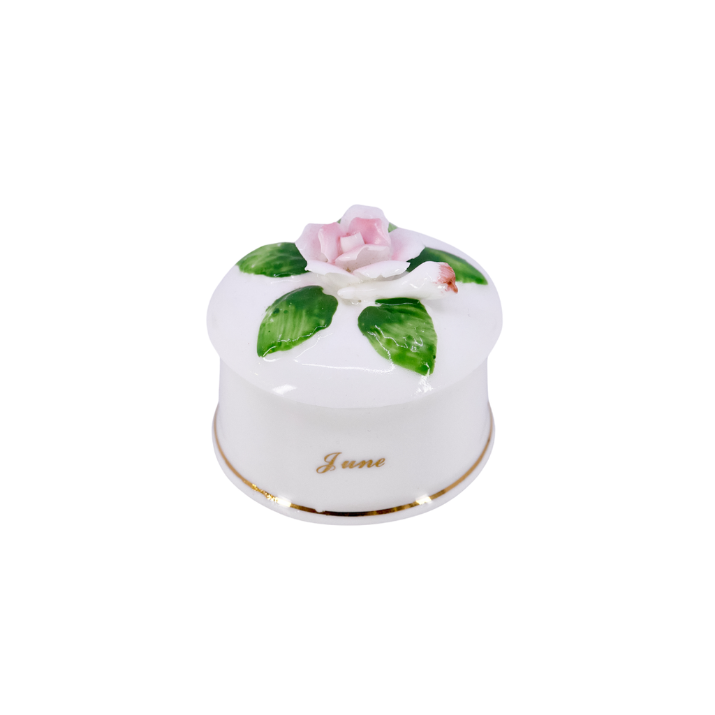 Mini Porcelain Trinket Box with Rose
