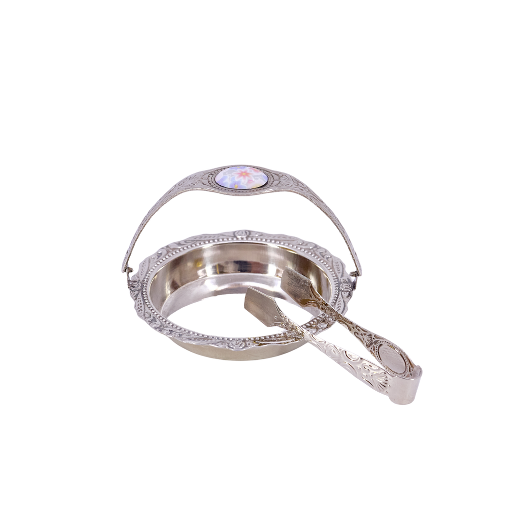 Silver-Plated Sweet Dish with Tongs