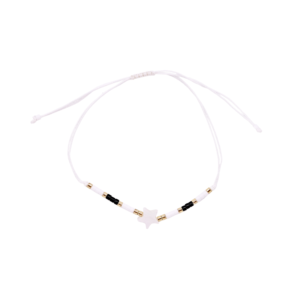 Thread Beaded Star Bracelet - White