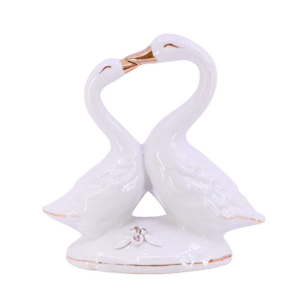 Porcelain Kissing Swans Figurine