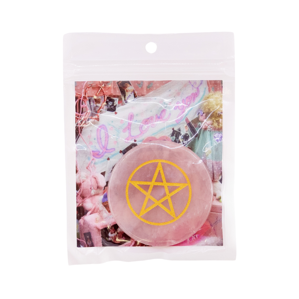 Mini Rose Quartz Pentacle Altar Tile