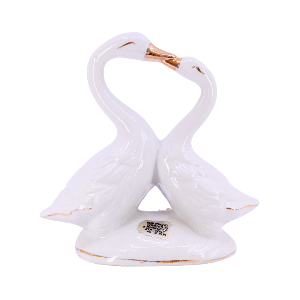 Porcelain Kissing Swans Figurine