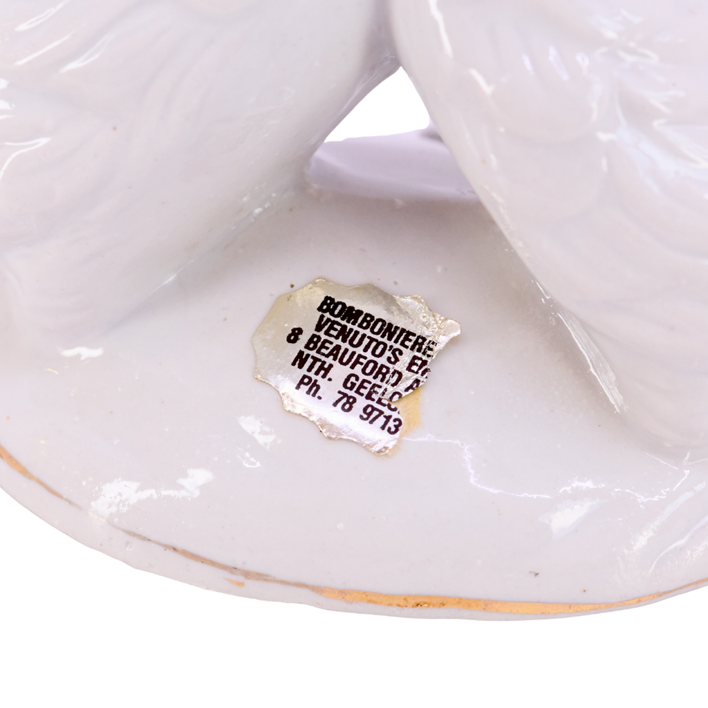 Porcelain Kissing Swans Figurine